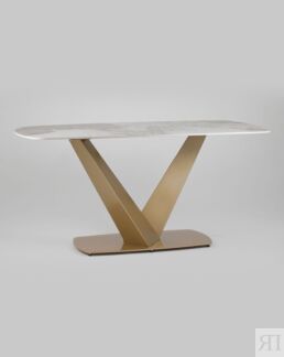 Керамический обеденный стол Аврора 160х90 керамика светлая Stool Group