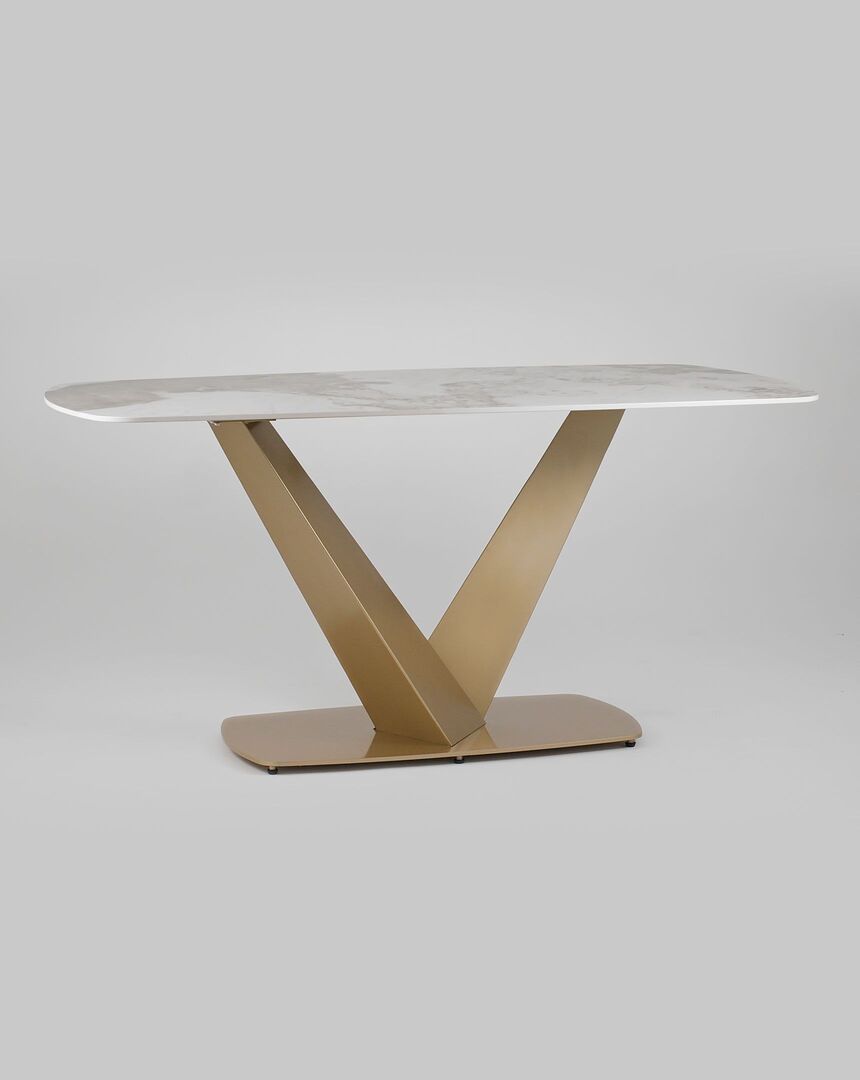 Керамический обеденный стол Аврора 160х90 керамика светлая Stool Group