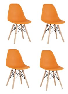 Комплект стульев Eames Style DSW оранжевый x4 шт Stool Group