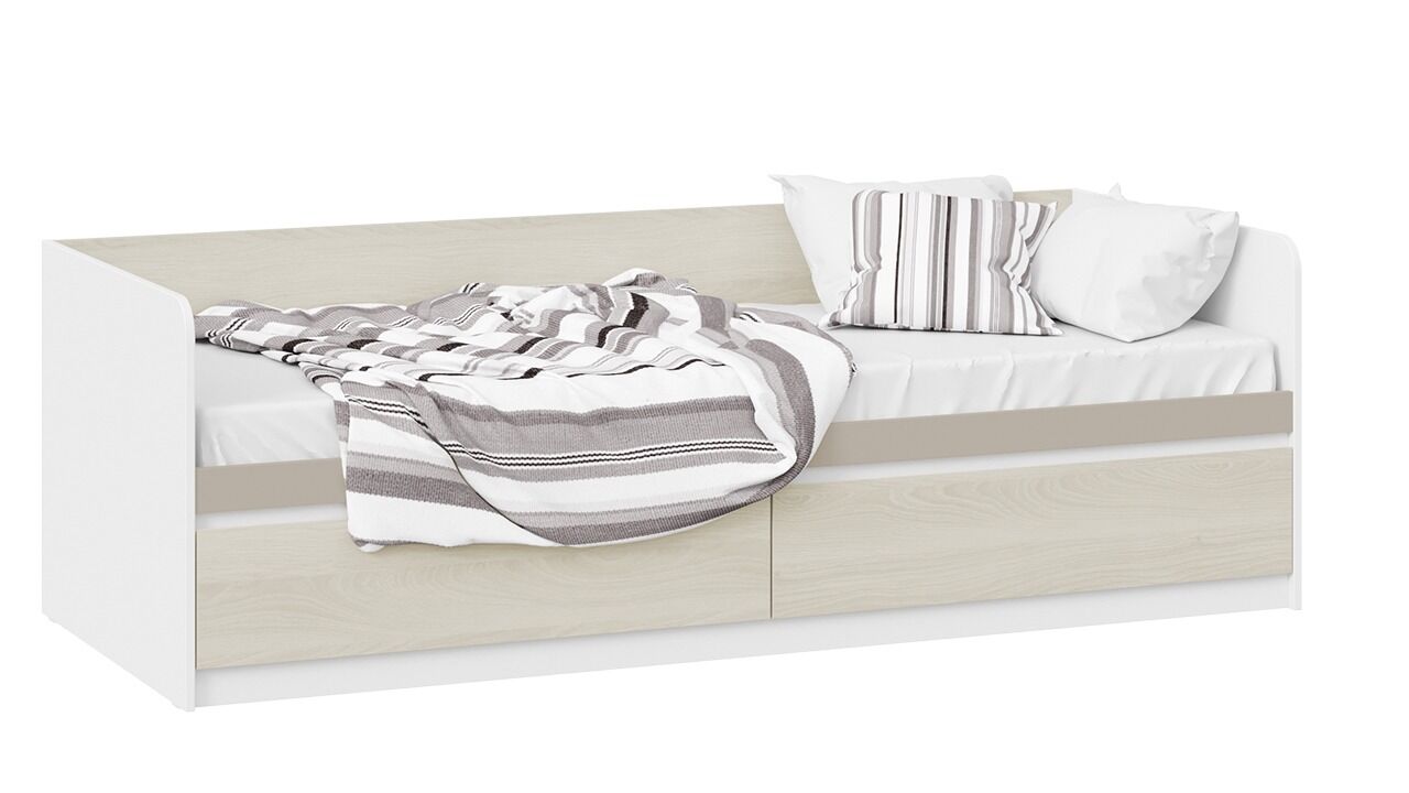Кровать 80х200 с накладкой Сканди дуб гарден белый глиняный серый СМ-386.12