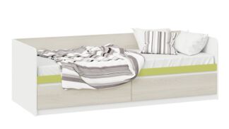 Кровать 80х200 с накладкой Сканди дуб гарден белый зеленый СМ-386.12.002 Тр