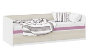 Кровать 80х200 с накладкой Сканди дуб гарден белый лиловый СМ-386.12.002 Тр
