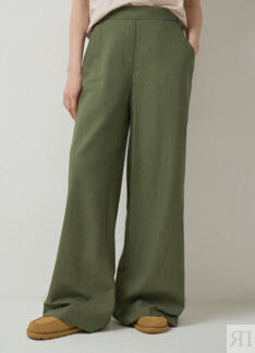 Широкие брюки из хлопка и льна, Зеленый O`Stin