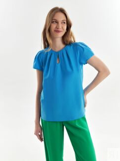 Летняя базовая блузка небесно-голубого цвета Pompa