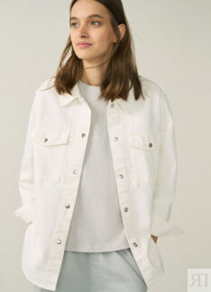 Удлинённая куртка-рубашка из плотного хлопка, Белый O`Stin