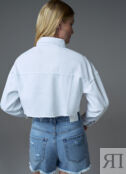 Укороченная джинсовая куртка, Белый O`Stin
