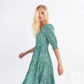 Платье длинное с цветочным принтом  S зеленый