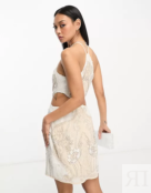 Платье Asos Design embellished halter with pearl detail, белый 117746183 | White фото 2