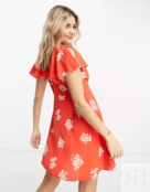 Платье мини Asos Design Floral Tea, красный/белый 123148944 | фото 2