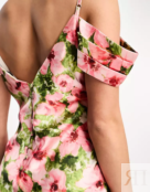 Платье Hope & Ivy cold shoulder satin, розовый/зеленый 128824557 | Pink/Green Floral фото 4