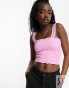 Укороченный Топ Asos Design, розовый 126139843 | PINK фото 1