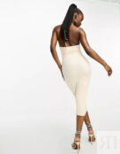 Платье-миди Sixth June Halterneck Backless, бежевый 127179232 | beige фото 2