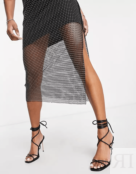 Сетчатое платье-миди со стразами Asos Design Petite, черный 116103430 | Black фото 4