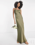 Платье-макси на бретельках Asos Edition, оливковый 121416764 | Olive Green фото 1