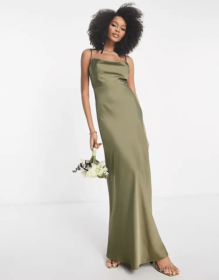 Платье-макси на бретельках Asos Edition, оливковый 121416764 | Olive Green фото 1