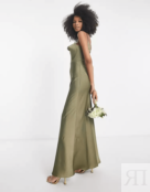 Платье-макси на бретельках Asos Edition, оливковый 121416764 | Olive Green фото 3