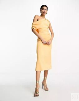 Платье миди с открытым плечом Asos Design, оранжевый