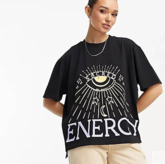 Футболка Asos Design Oversized Heavyweight In Sacred Energy Graphic, черный
