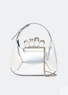 Сумка-хобо ALEXANDER MCQUEEN Jewelled mini hobo bag, серебряный