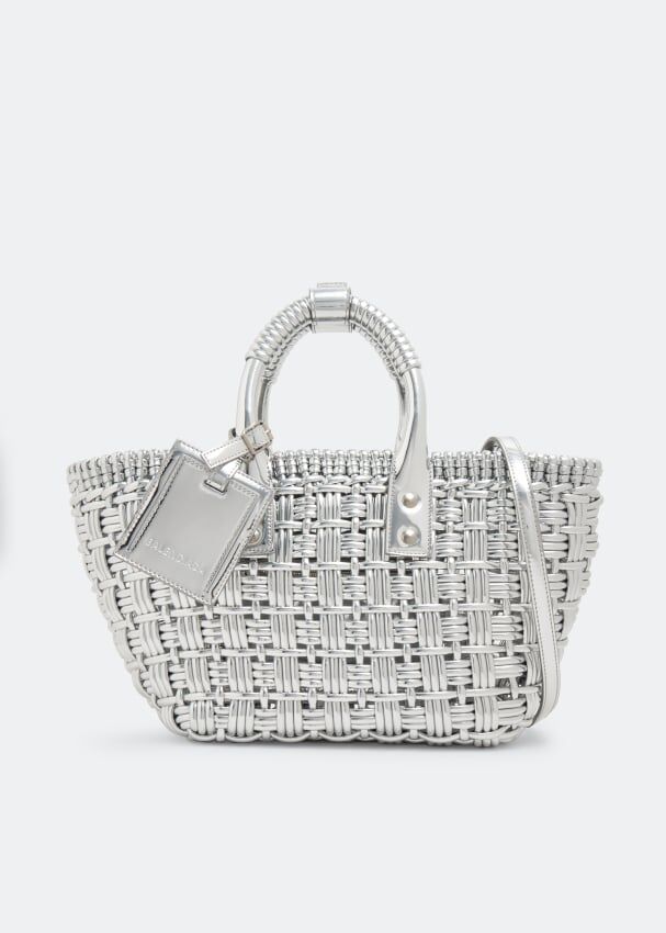 Сумка-тоут BALENCIAGA Bistro Basket XS bag, серебряный