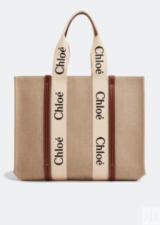 Сумка-тоут CHLOÉ Woody large tote bag, бежевый