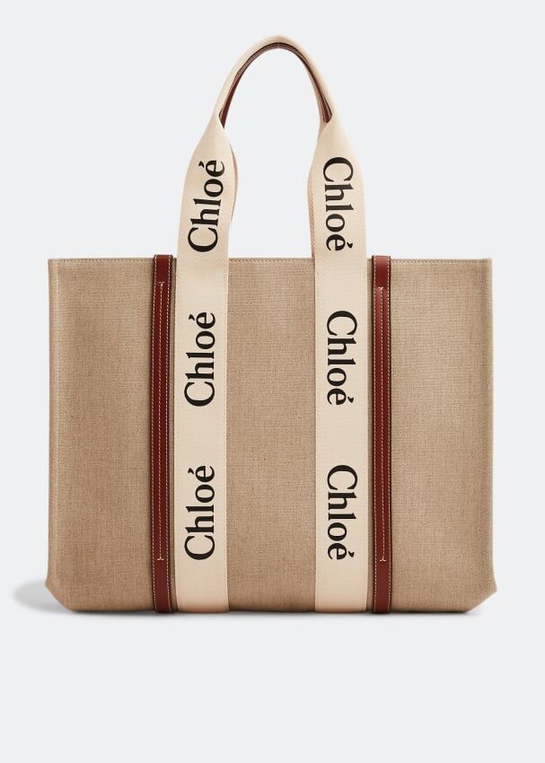 Сумка-тоут CHLOÉ Woody large tote bag, бежевый