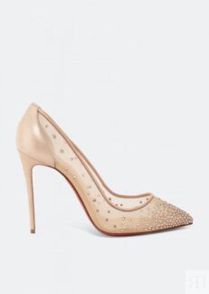 Туфли CHRISTIAN LOUBOUTIN Follies Strass 100 pumps, бежевый