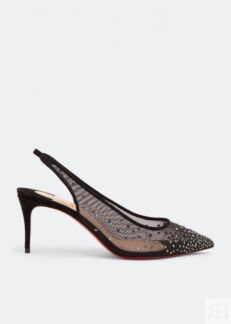 Туфли CHRISTIAN LOUBOUTIN Follies Strass 70 Sling pumps, черный