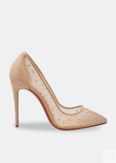 Туфли CHRISTIAN LOUBOUTIN Follies Strass 100 pumps, бежевый