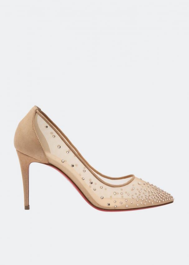 Туфли CHRISTIAN LOUBOUTIN Follies strass 85 pumps, бежевый 1190715F065 | Beige фото 1