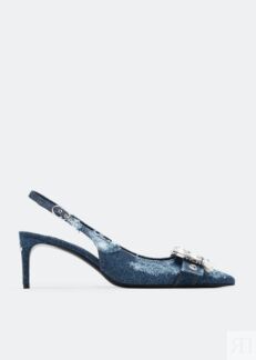 Туфли DOLCE&GABBANA Patchwork denim slingback pumps, синий