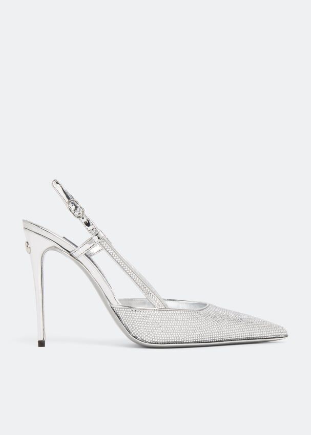 Туфли DOLCE&GABBANA Kim satin slingback pumps, серебряный CG0659AN1918E744 | Silver фото 1