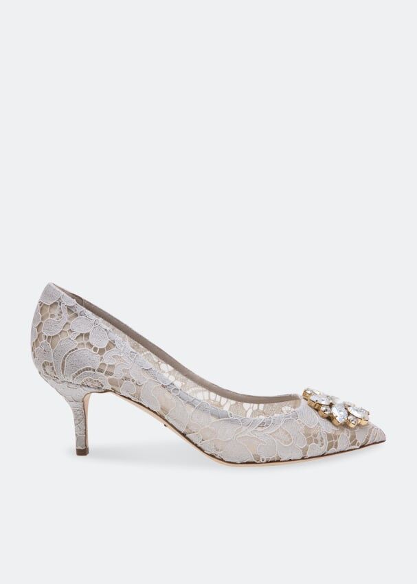 Туфли DOLCE&GABBANA Embellished lace pumps, белый CD0066AL19880005 | White фото 1