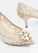 Туфли DOLCE&GABBANA Embellished lace pumps, белый CD0066AL19880005 | White фото 4