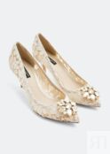 Туфли DOLCE&GABBANA Embellished lace pumps, белый CD0066AL19880005 | White фото 5