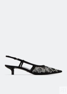 Туфли GUCCI GG slingback pumps, черный