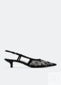 Туфли GUCCI GG slingback pumps, черный 675829F13A01000 | Black фото 1