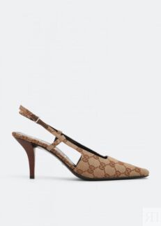 Туфли GUCCI GG sling-back pumps, бежевый