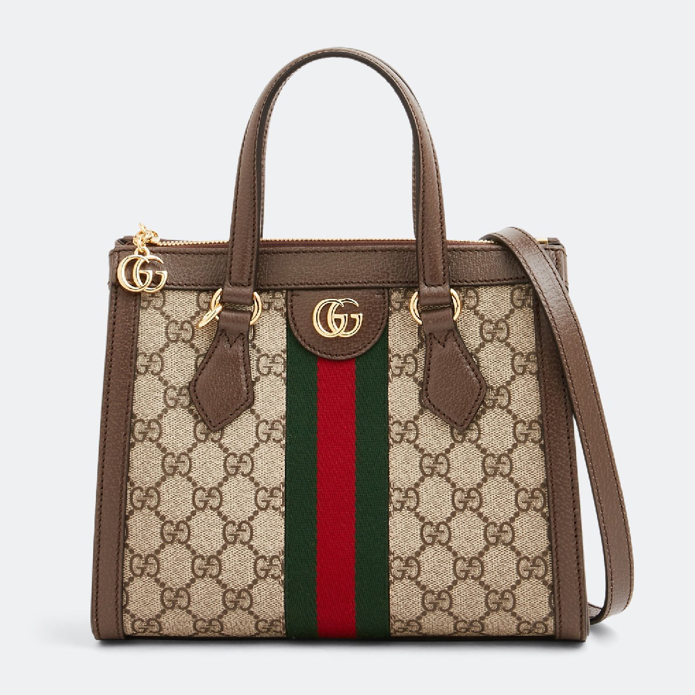 Сумка-тоут GUCCI Ophidia small GG tote, коричневый