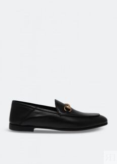 Лоферы GUCCI Horsebit leather loafers, черный