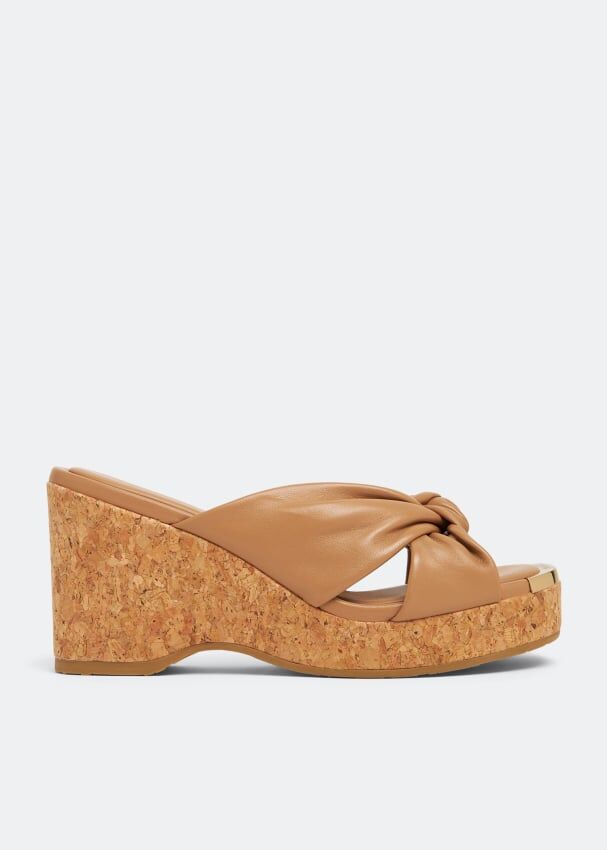 Мюли JIMMY CHOO Avenue Wedge 95 mules, коричневый