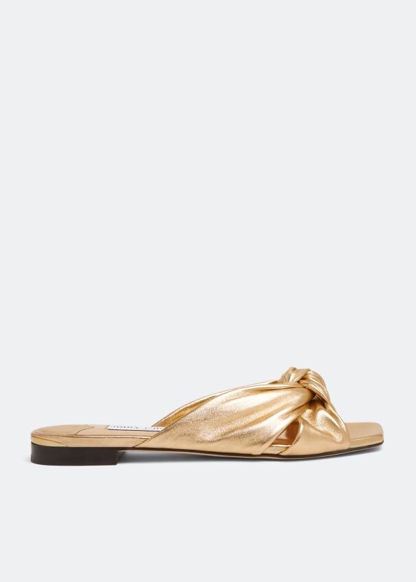 Сандалии JIMMY CHOO Avenue flat sandals, золотой J000162062 | Gold фото 1