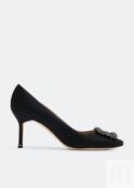 Атласные туфли MANOLO BLAHNIK Hangisi satin pumps, черный