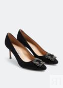 Атласные туфли MANOLO BLAHNIK Hangisi satin pumps, черный