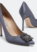 Атласные туфли MANOLO BLAHNIK Hangisi satin pumps, серый