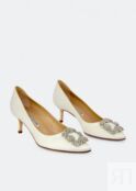 Атласные туфли MANOLO BLAHNIK Hangisi satin pumps, белый