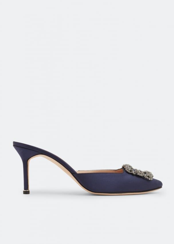 Мюли MANOLO BLAHNIK Hangisimu mules , синий 100014-NVY-70 | Blue фото 1