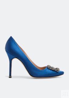 Атласные туфли MANOLO BLAHNIK Hangisi satin pumps, синий