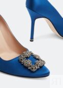 Атласные туфли MANOLO BLAHNIK Hangisi satin pumps, синий