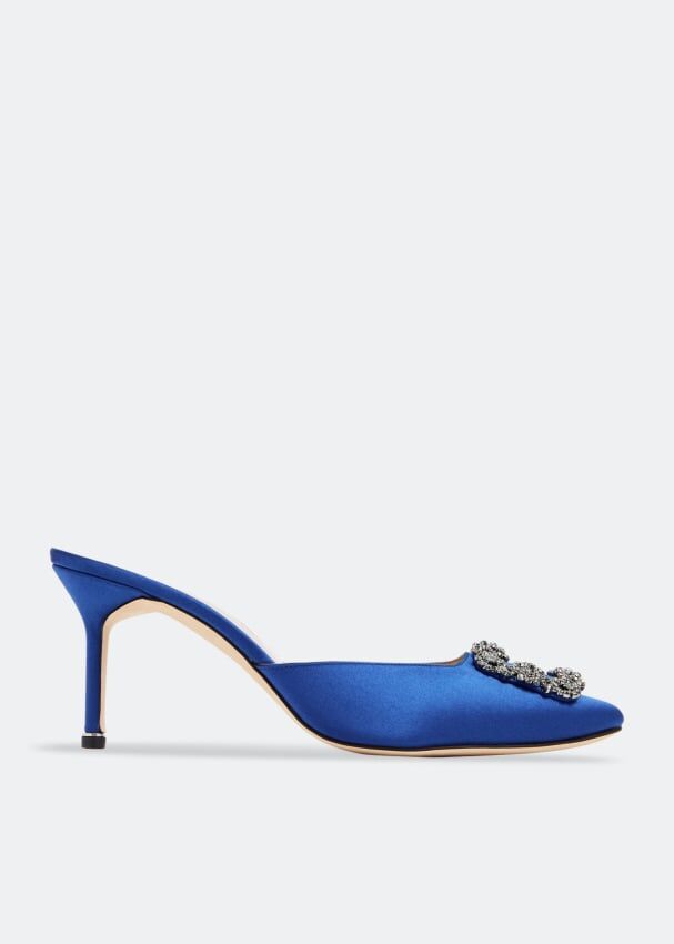 Мюли MANOLO BLAHNIK Hangisimu mules, синий 100014-RBLU-STN-70 | Blue фото 1